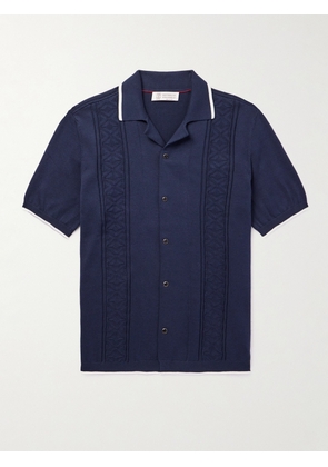 Brunello Cucinelli - Slim-Fit Jacquard-Knit Cotton Shirt - Men - Blue - IT 44