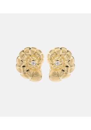 Sydney Evan Large Nautilus Shell 14kt gold earrings with diamonds