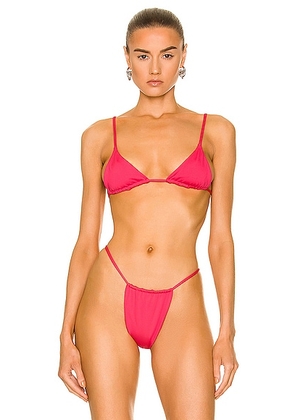 AEXAE Gathered Bikini Top in Pink - Pink. Size L (also in ).