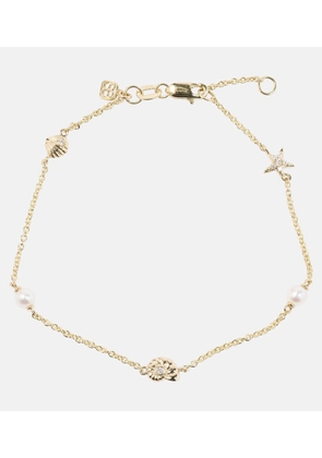 Sydney Evan Shells 14kt gold chain bracelet with diamonds and freshwater pearls