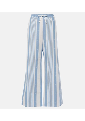 Givenchy 4G striped cotton and linen wide-leg pants