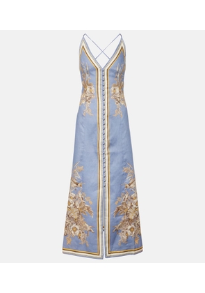 Zimmermann Ottie floral linen slip dress