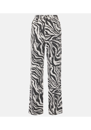 Rotate Betty zebra-print straight jeans