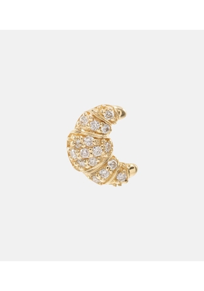 Sydney Evan Croissant Small 14kt gold single stud earring with diamonds