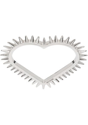 We11done Silver Spike Heart Double Ring