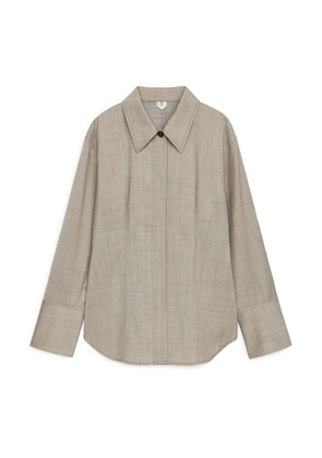 Tailored Wool Blend Overshirt - Beige