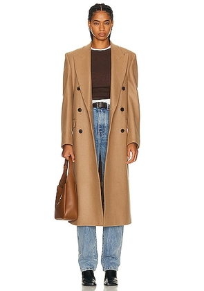 NILI LOTAN Edmont Double Breasted Long Coat in Camel - Brown. Size L (also in ).