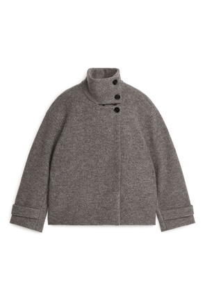 Bouclé Wool Short Coat - Beige