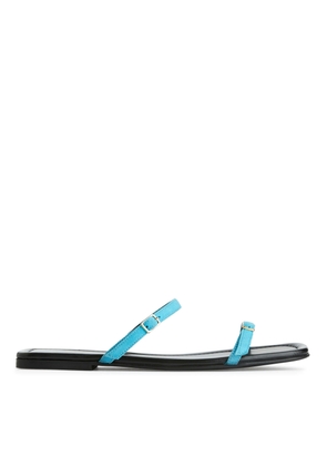 Slip-In Leather Sandals - Turquoise