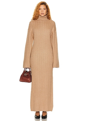 Helsa Shai Cable Knit Dress in Cinnamon - Brown. Size M (also in L, S, XL, XS).