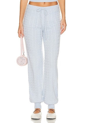 Helsa Taiki Cable Pants in Pale Blue - Baby Blue. Size M (also in L, S, XL, XS, XXS).