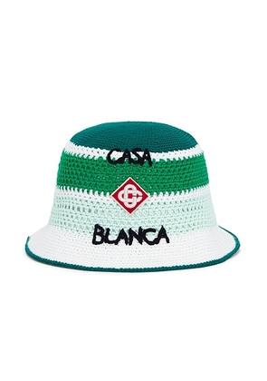 Casablanca Cotton Crochet Hat in Green & Multi - Green. Size M/L (also in S/M).