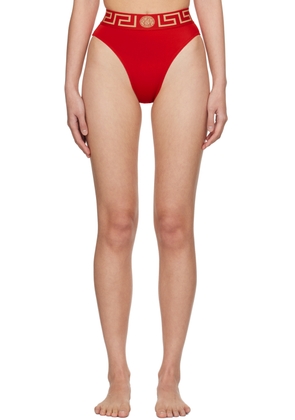 Versace Underwear Red Greca Border Bikini Bottoms