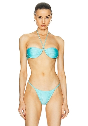 Bananhot St Tropez Bikini Top in Sky Blue - Teal. Size L (also in S, XS).