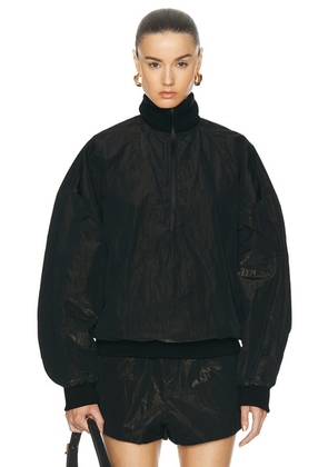 Fear of God Wrinkled Polyester Half Zip High Neck Track Jacket in Black - Black. Size M (also in L, S).
