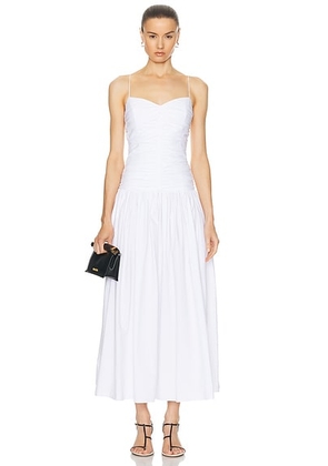 Matteau Gathered Drop Waist Dress in White - White. Size 3 (also in 4, 5).