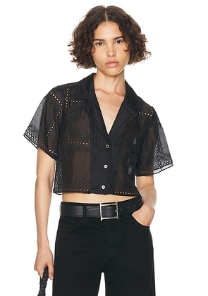 Helsa Handkerchief Camp Shirt in Black - Black. Size M (also in L, S, XL, XS).