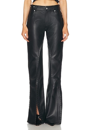 Y/Project Hook And Eye Slim Leather Pant in Black - Black. Size 34 (also in 36, 38, 40).