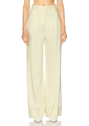 The Andamane Nathalie Cuffed Hem Maxi Pant in Pale Yellow - Lemon. Size 40 (also in 42, 44).
