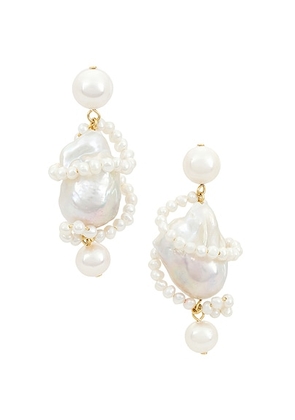 Completedworks Freshwater & Baroque Pearl Earring in 18k Gold Plate - White. Size all.