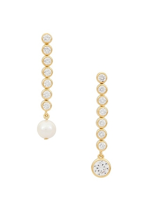 Completedworks 18k Gold Plated, Freshwater Pearl & Cubic Zirconia Earring in 18k Gold Plate - Metallic Gold. Size all.