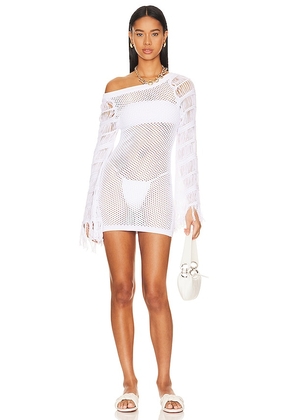 Camila Coelho Carlin Off Shoulder Knit Mini Dress in White. Size XS.