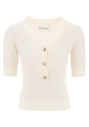 knitted top with short sleeves - XS Bianco