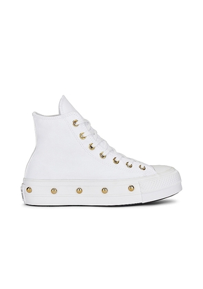 Converse Chuck Taylor All Star Lift Platform Star Studded Sneaker in White. Size 9.5.