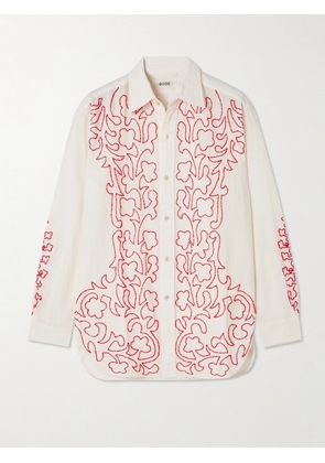 BODE - Crossvine Bead-embellished Cotton Shirt - White - x small,small,medium,large,x large