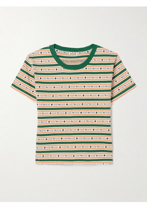 BODE - Scottie Striped Cotton-jacquard T-shirt - Green - x small,small,medium,large,x large