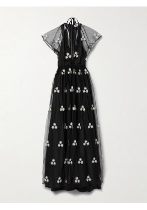 BODE - Appliquéd Embroidered Tulle Gown - Black - US0,US2,US4,US6,US8,US10,US12