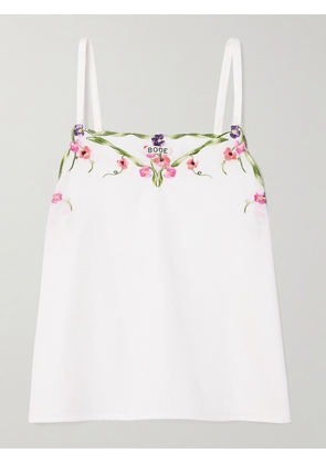 BODE - Garden Embroidered Cotton Tank - White - x small,small,medium,large,x large