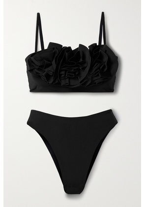 Maygel Coronel - + Net Sustain Ondina Appliquéd Bikini - Black - Petite,One Size,Extended