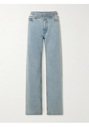Y/Project - Evergreen Belted Cut-out Organic High-rise Straight-leg Jeans - Blue - 25,26,27,28,29,30