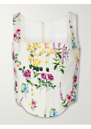 Costarellos - Sequin-embellished Floral-print Cotton And Linen-blend Twill Bustier Top - Multi - FR34,FR36,FR38,FR40,FR42,FR44