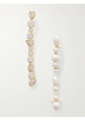 Completedworks - Recycled Gold Vermeil, Cubic Zirconia And Pearl Earrings - White - One size