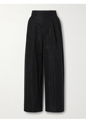 WARDROBE.NYC - Pleated Cotton-blend Twill Wide-leg Pants - Black - xx small,x small,small,medium,large,x large