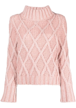 Fabiana Filippi Aran-knit high-neck jumper - Pink