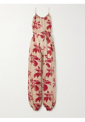 Loro Piana - Belted Printed Linen Jumpsuit - Pink - IT38,IT40,IT42,IT44,IT46,IT48