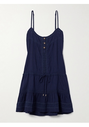 Melissa Odabash - Kelly Crocheted Lace-trimmed Cotton Mini Dress - Blue - x small,small,medium,large