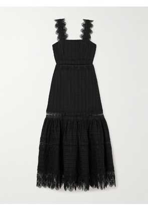 WAIMARI - Ibiza Tiered Guipure Lace-trimmed Cotton Midi Dress - Black - x small,small,medium,large,x large