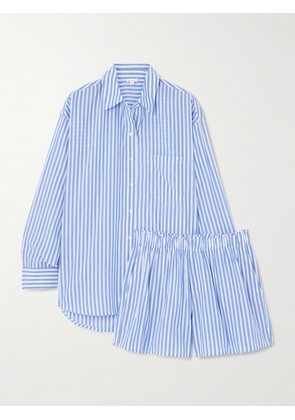Skin - Serena Striped Organic Cotton Pajama Set - Blue - 0,1,2,3,4,5