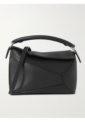 Loewe - Puzzle Edge Mini Textured-leather Shoulder Bag - Black - One size