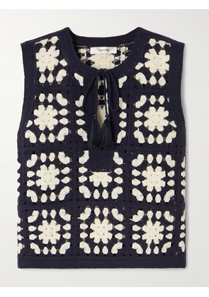 FRAME - Crocheted Tasseled Cotton-blend Tank - Blue - x small,small,medium,large