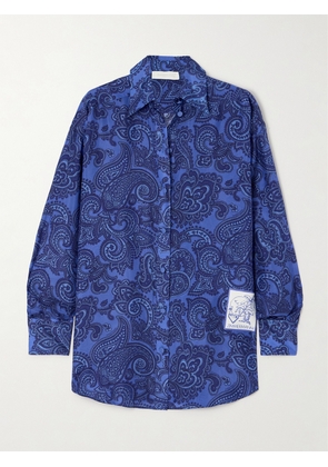 Zimmermann - Ottie Appliquéd Paisley-print Silk Shirt - Blue - 00,0,1,2,3,4
