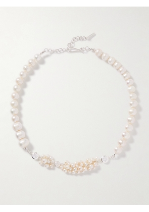 Completedworks - White Gold-plated Recycled Silver, Pearl And Cubic Zirconia Necklace - One size
