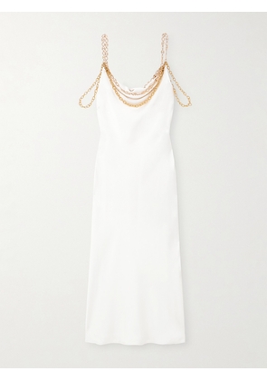 Rabanne - Chain-embellished Satin Midi Dress - White - FR34,FR36,FR38,FR40,FR42,FR44