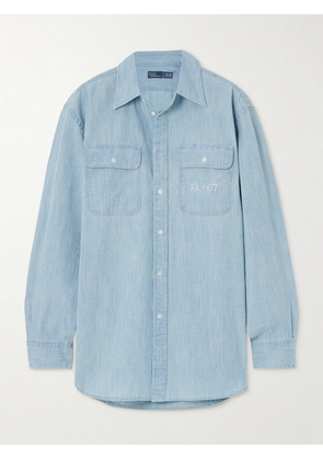 Polo Ralph Lauren - Embroidered Cotton-chambray Shirt - Blue - xx small,small,medium,large,x large