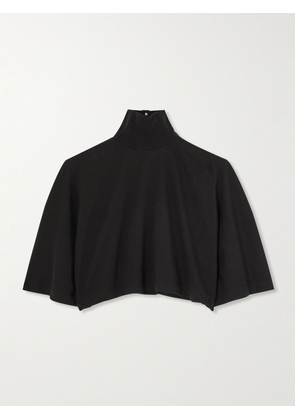 Alaïa - Cropped Cotton-jersey Turtleneck T-shirt - Black - small,medium,large,x large