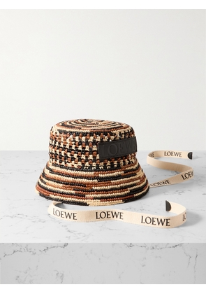 Loewe - + Paula's Ibiza Leather And Webbing-trimmed Striped Raffia Bucket Hat - Multi - 57